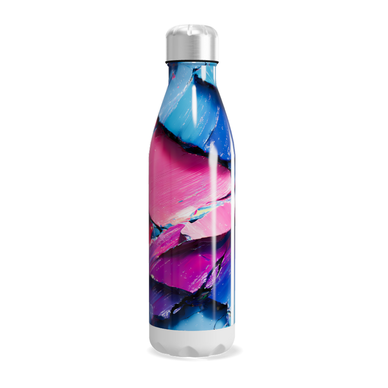 Garrafa Inox - Azul Rosa Abstrata