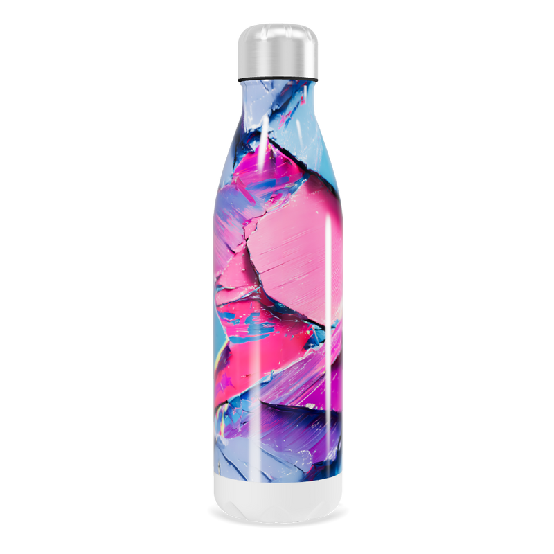 Garrafa Inox - Azul Rosa Abstrata