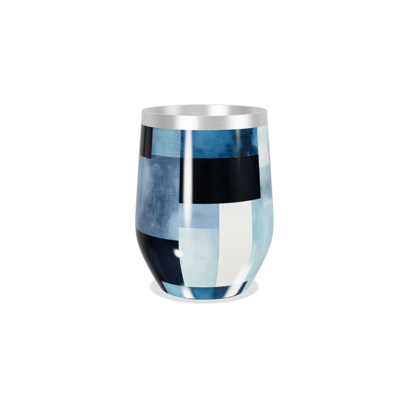 Copo Térmico Slim - Design Geométrico Azul