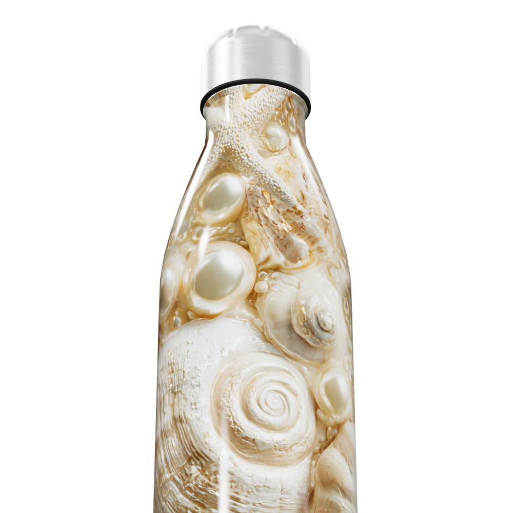 Garrafa Inox - Estampa Conchas e Pérolas