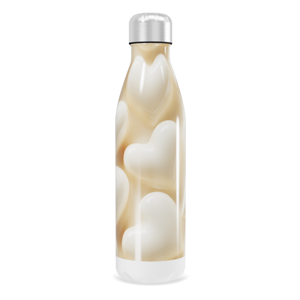Garrafa Inox - Corações Bege