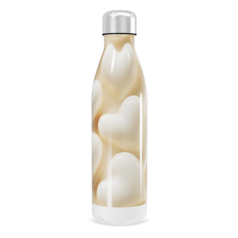 Garrafa Inox - Corações Bege