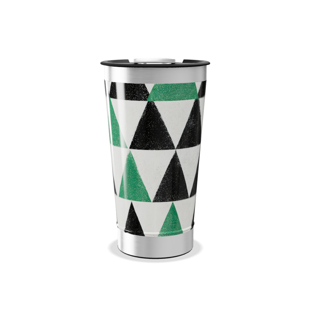 Copo Térmico - Estampa Triângulos Verde e Preto