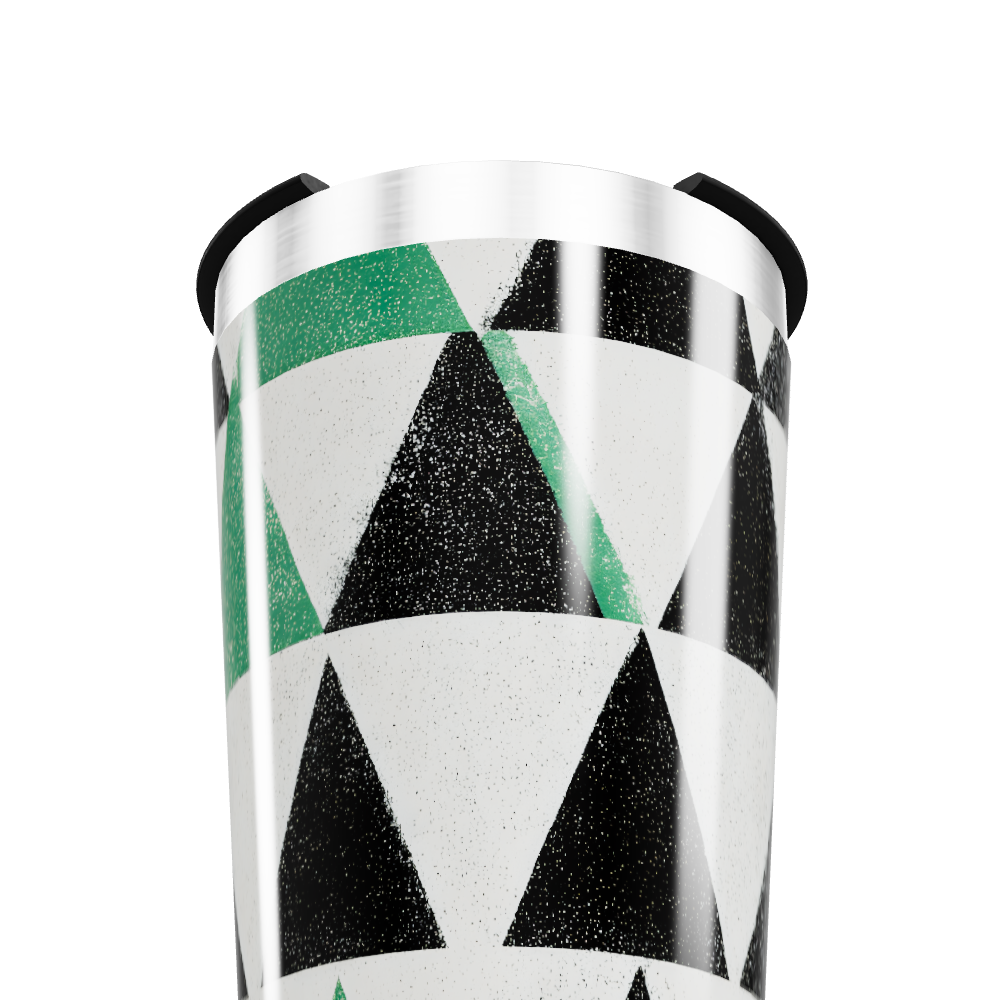 Copo Térmico - Estampa Triângulos Verde e Preto