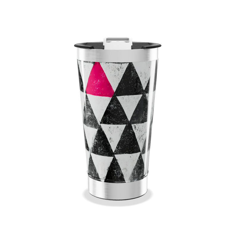 Copo Térmico - Triângulos Preto e Rosa