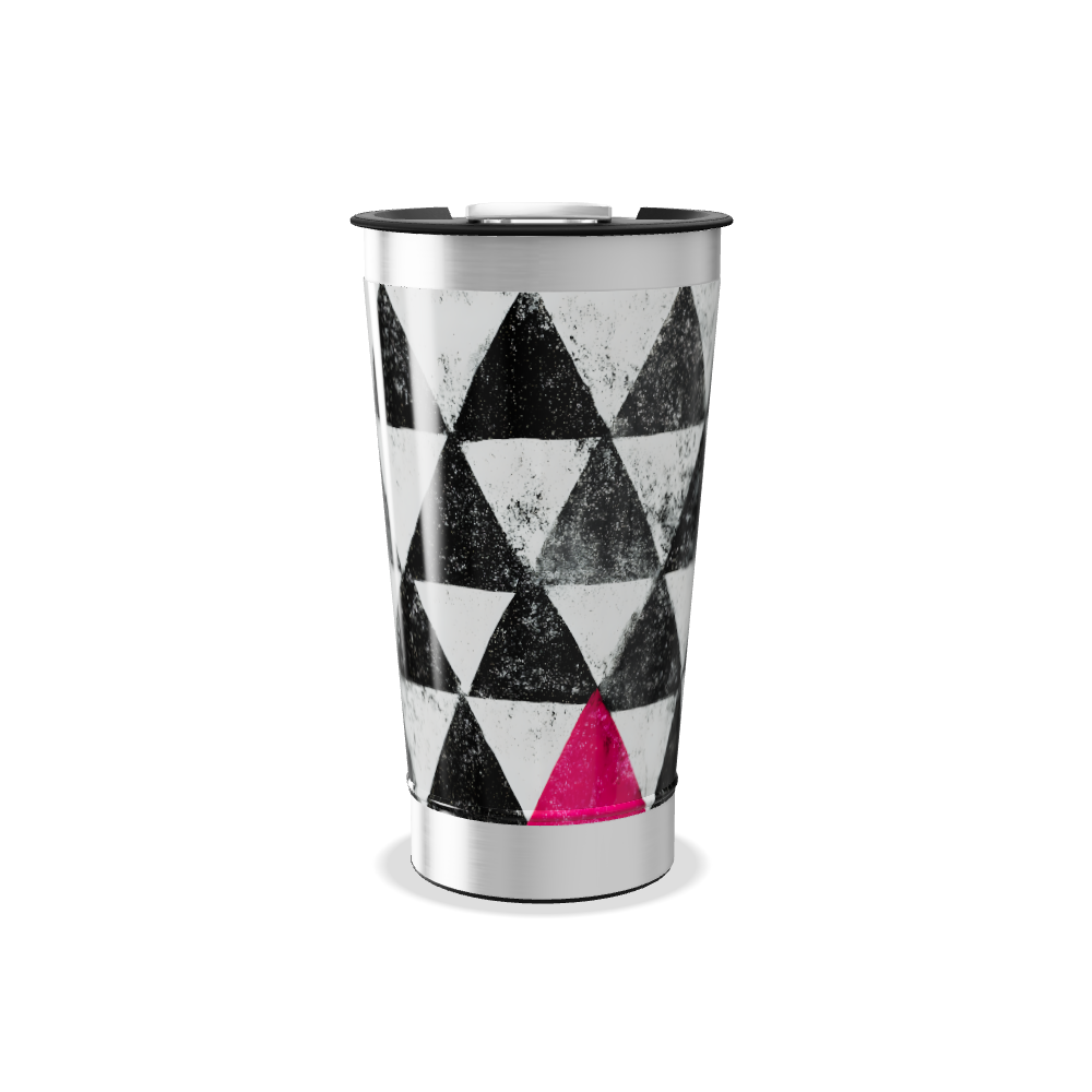 Copo Térmico - Triângulos Preto e Rosa