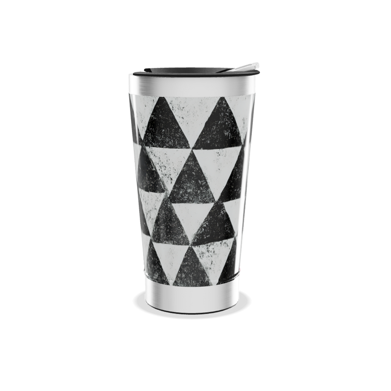 Copo Térmico - Triângulos Preto e Rosa