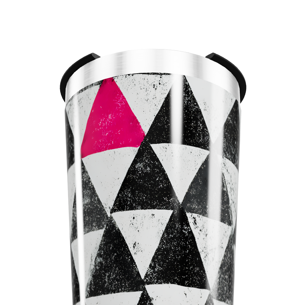 Copo Térmico - Triângulos Preto e Rosa