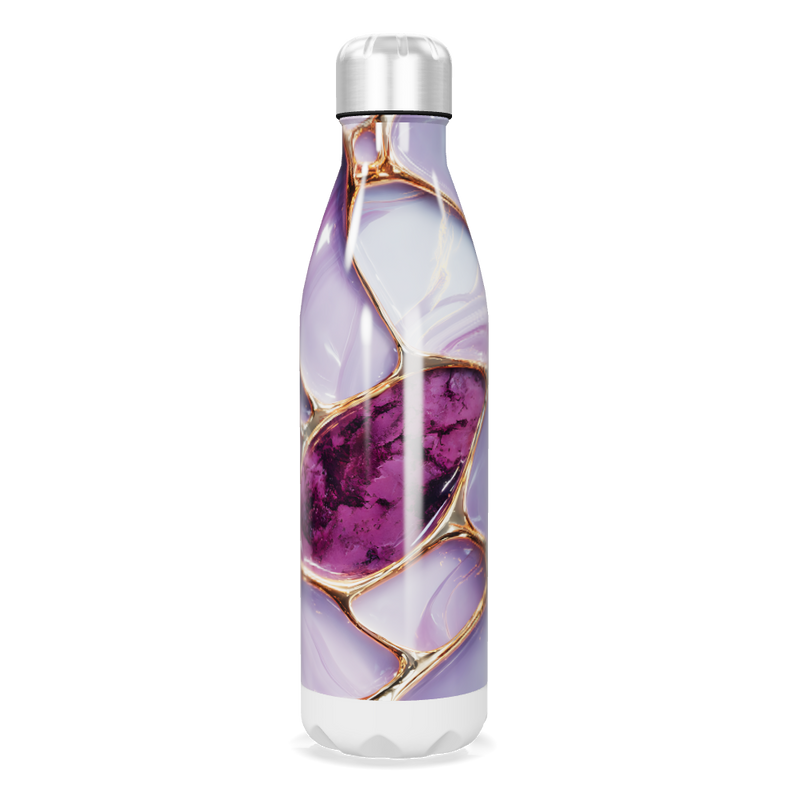 Garrafa Inox - Roxa com Detalhes Dourados