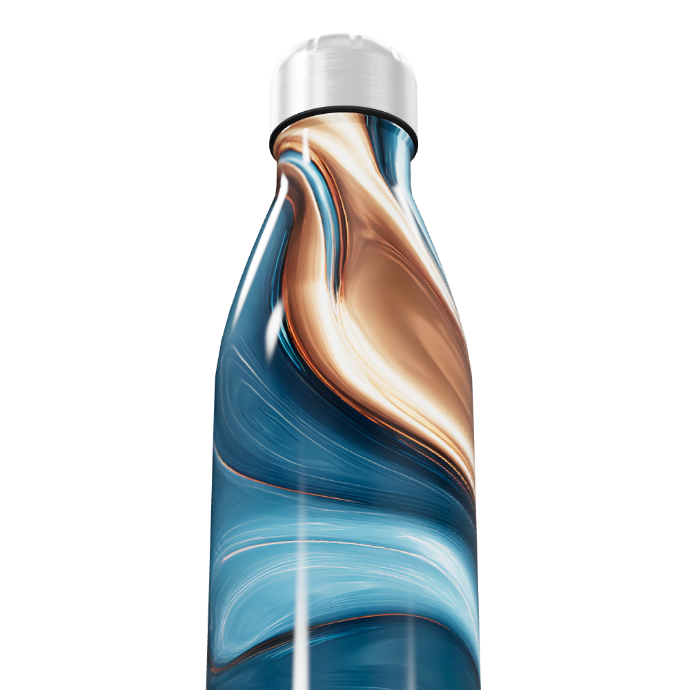 Garrafa Inox Azul e Bronze Marmorizada