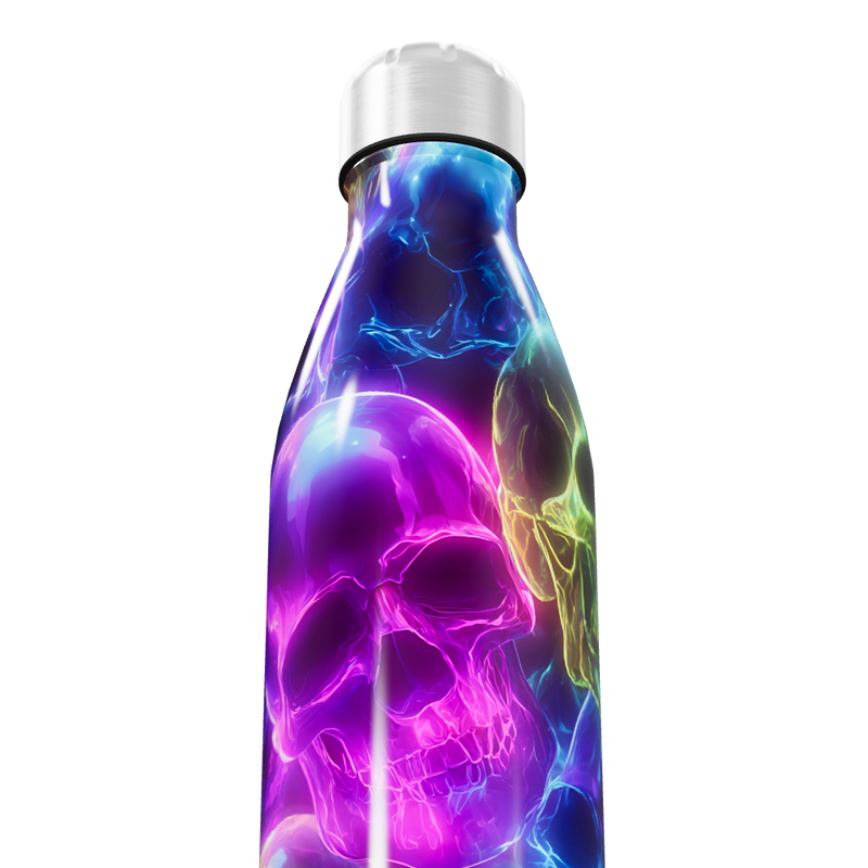 Garrafa Inox Estampada Caveiras Coloridas