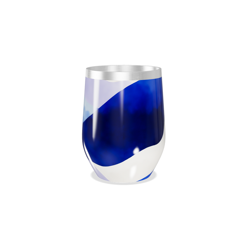 Copo Térmico Slim - Azul com Desenhos Abstratos