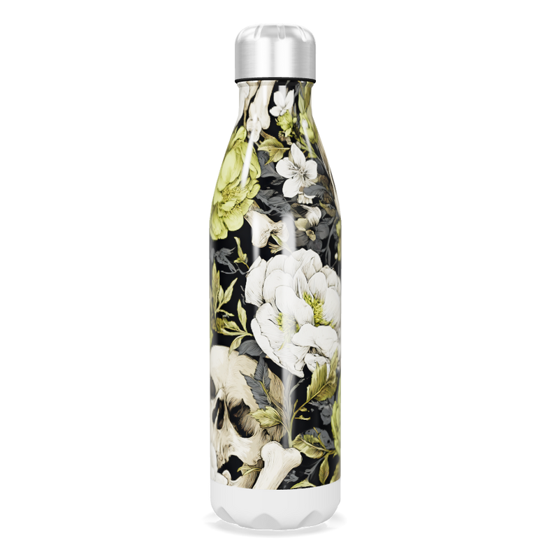 Garrafa Inox - Floral com Caveiras