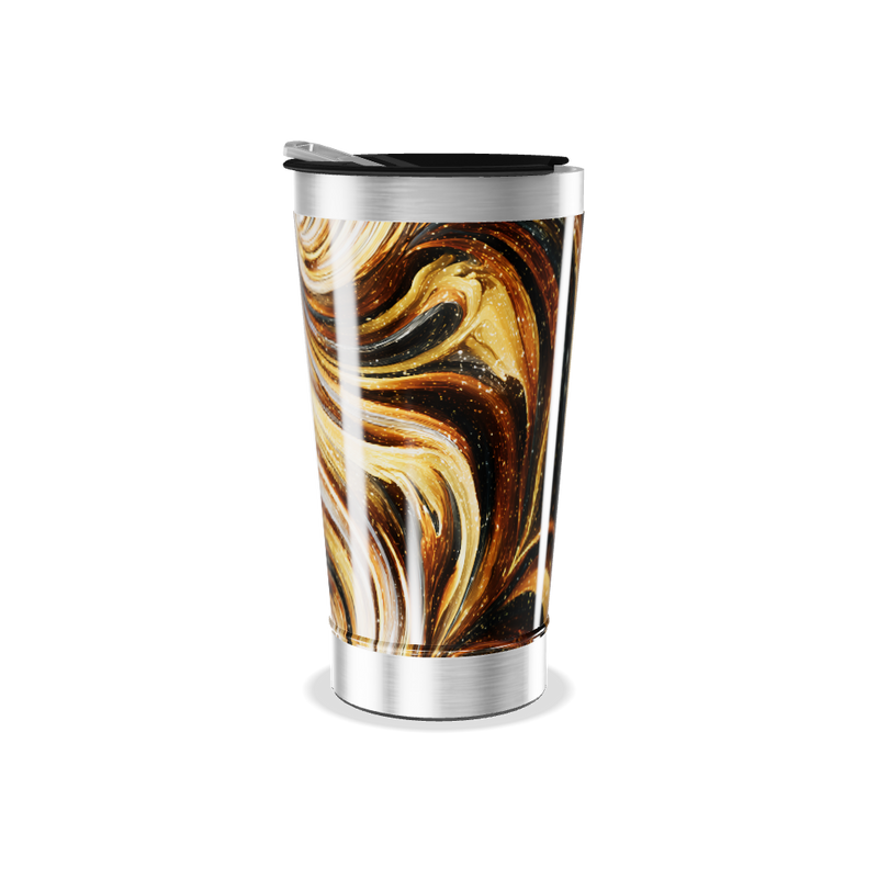 Copo Térmico - Preto e Dourado Abstrato
