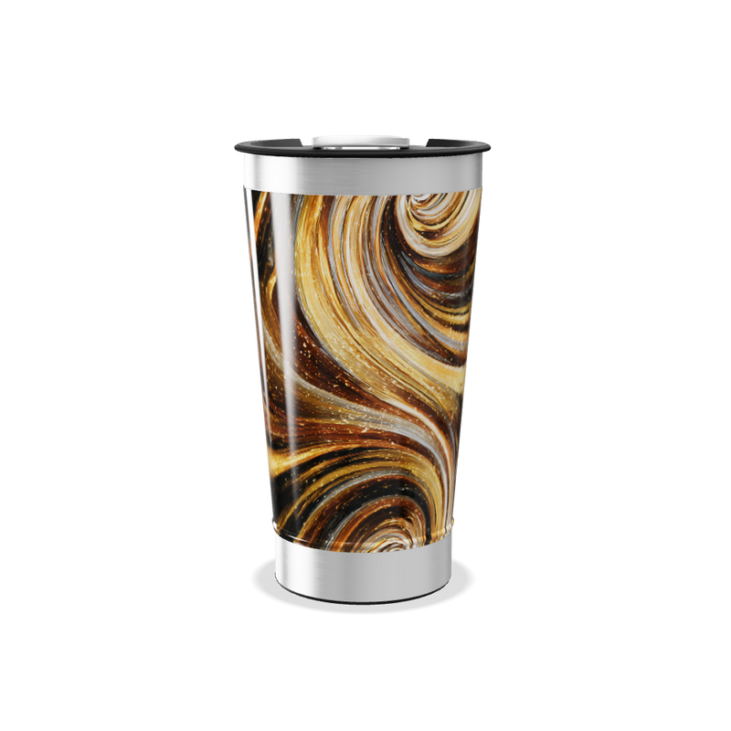 Copo Térmico - Preto e Dourado Abstrato