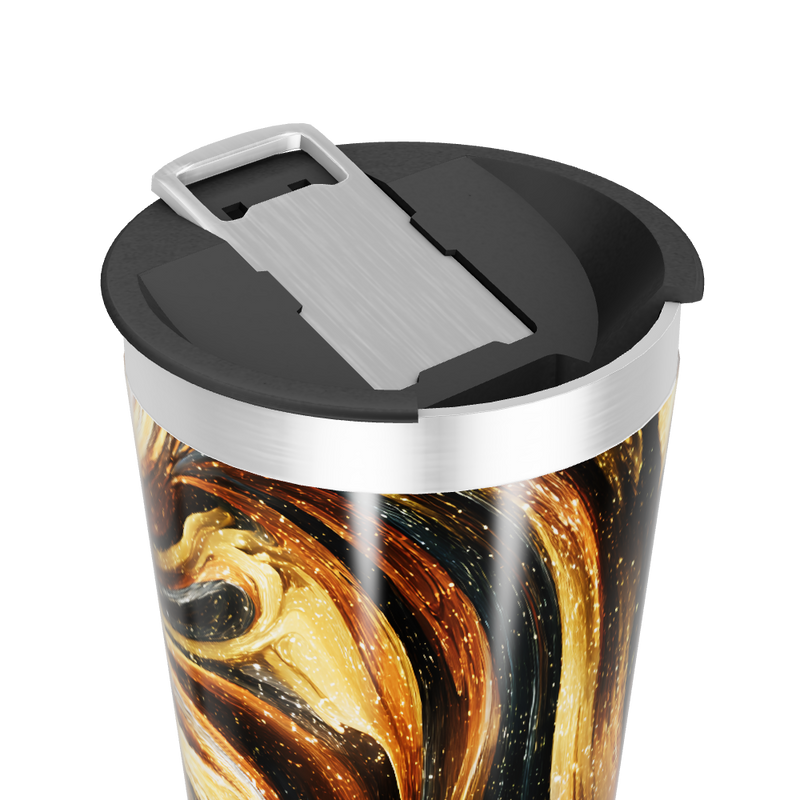 Copo Térmico - Preto e Dourado Abstrato