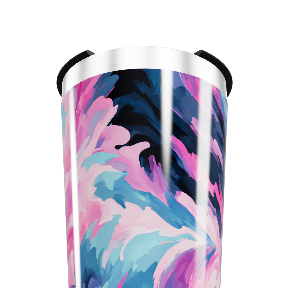 Copo Térmico - Estampa Floral Azul e Rosa