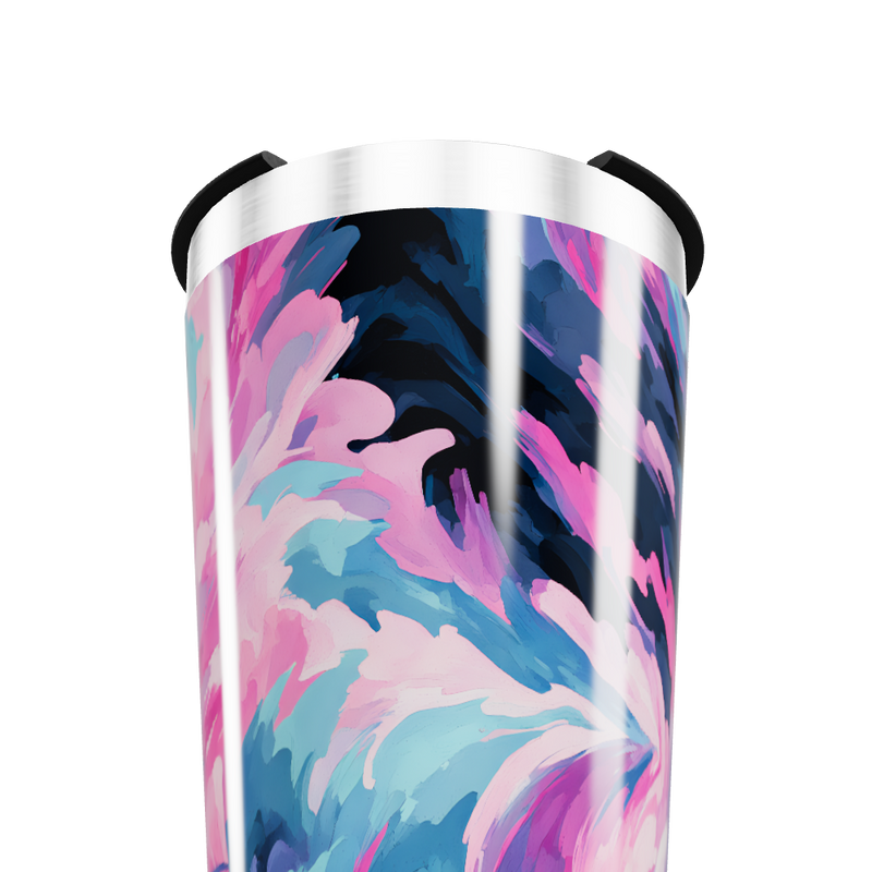 Copo Térmico - Estampa Floral Azul e Rosa