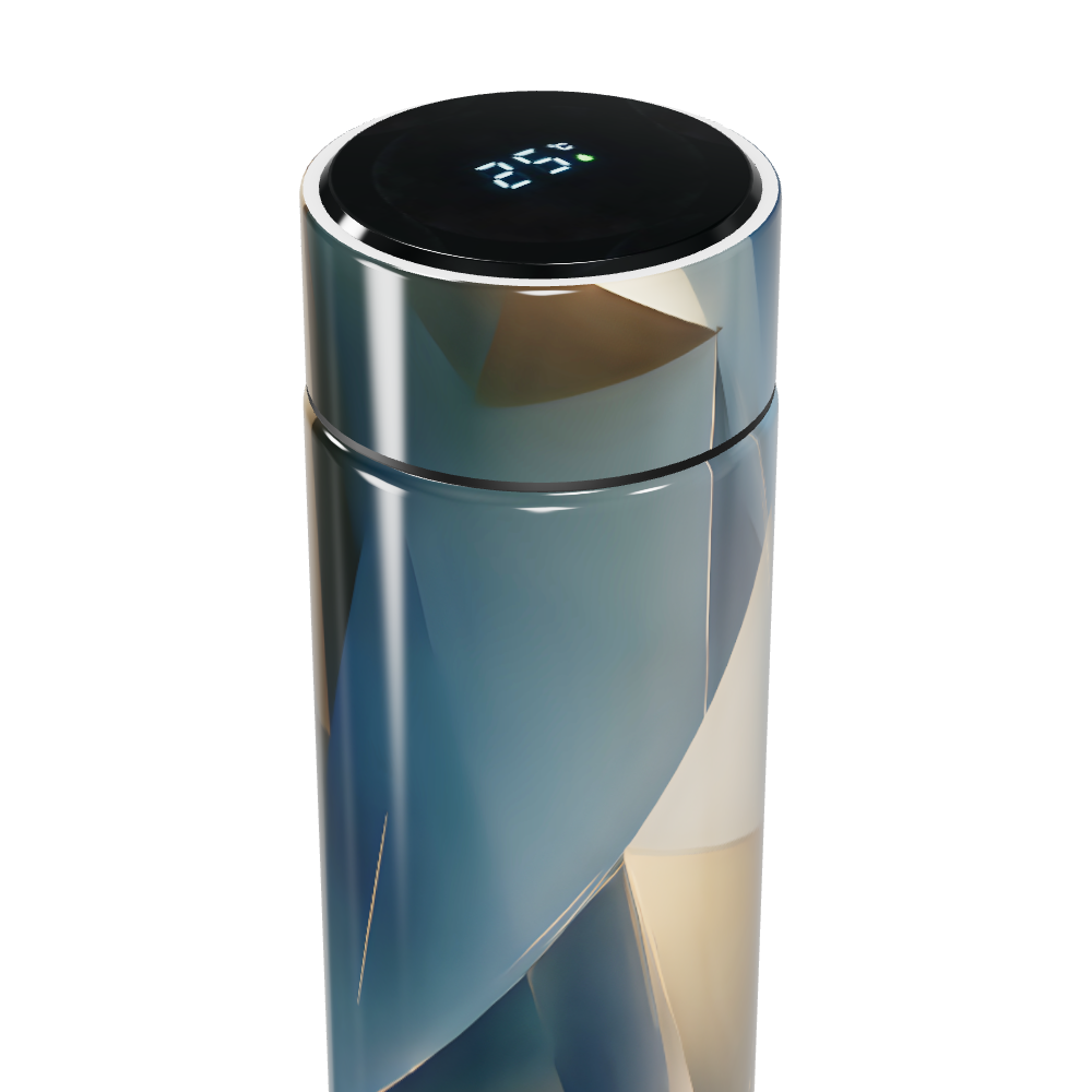 Garrafa Térmica Touch - Design Geométrico Azul