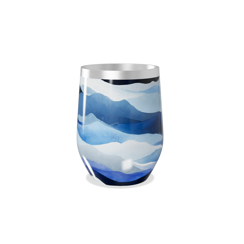 Copo Térmico Slim - Azul com Estampa Ondulada