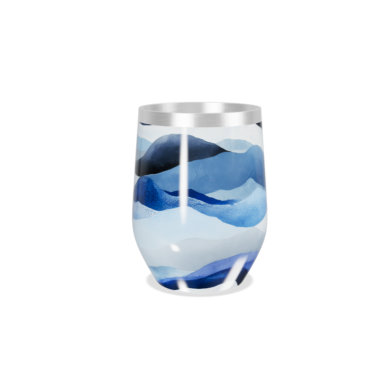 Copo Térmico Slim - Azul com Estampa Ondulada