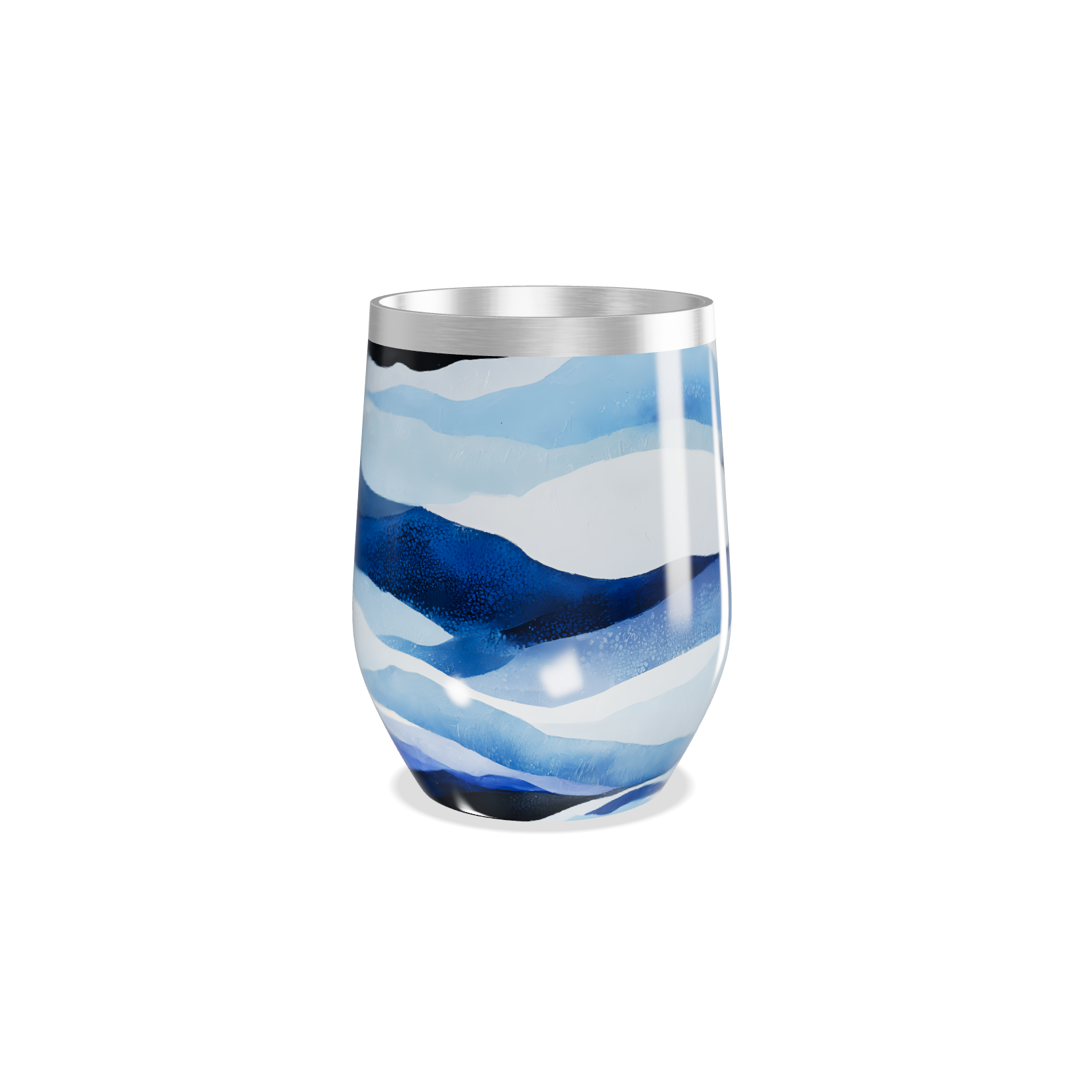 Copo Térmico Slim - Azul com Estampa Ondulada