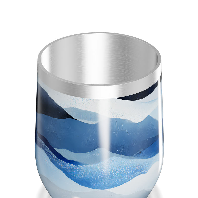 Copo Térmico Slim - Azul com Estampa Ondulada