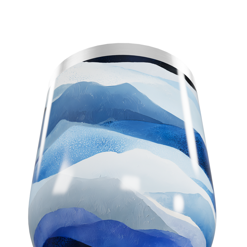 Copo Térmico Slim - Azul com Estampa Ondulada