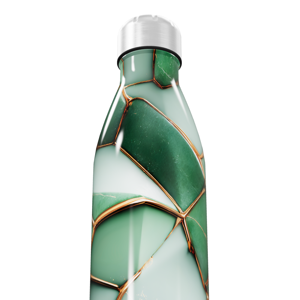 Garrafa Inox - Verde com Estampa Geométrica