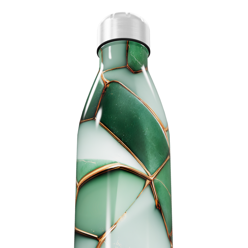 Garrafa Inox - Verde com Estampa Geométrica