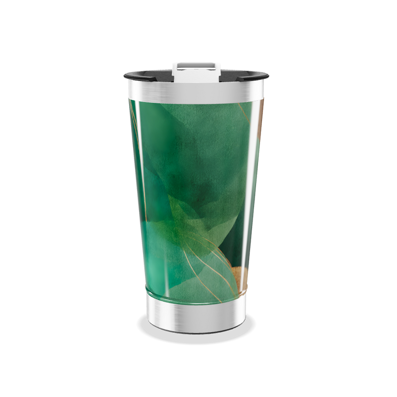 Copo Térmico - Verde com Estampa Folhas