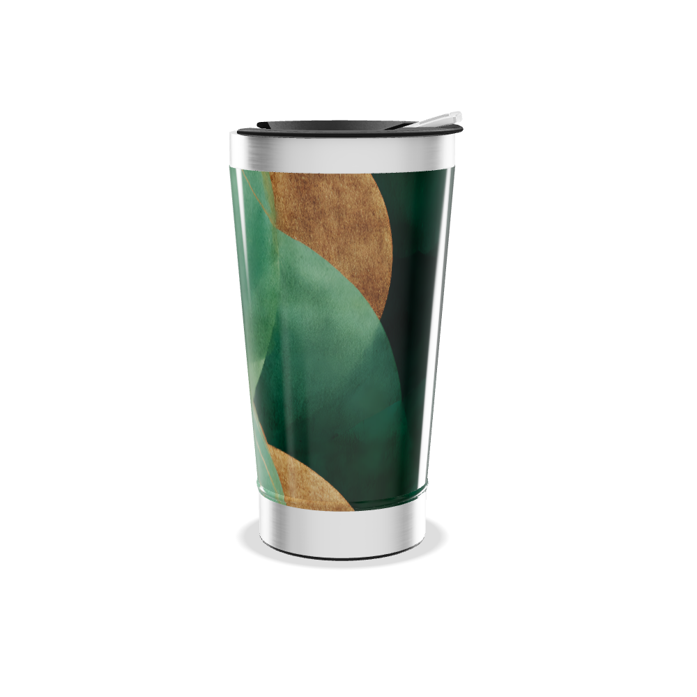 Copo Térmico - Verde com Estampa Folhas