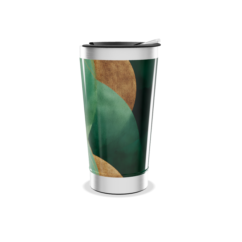 Copo Térmico - Verde com Estampa Folhas