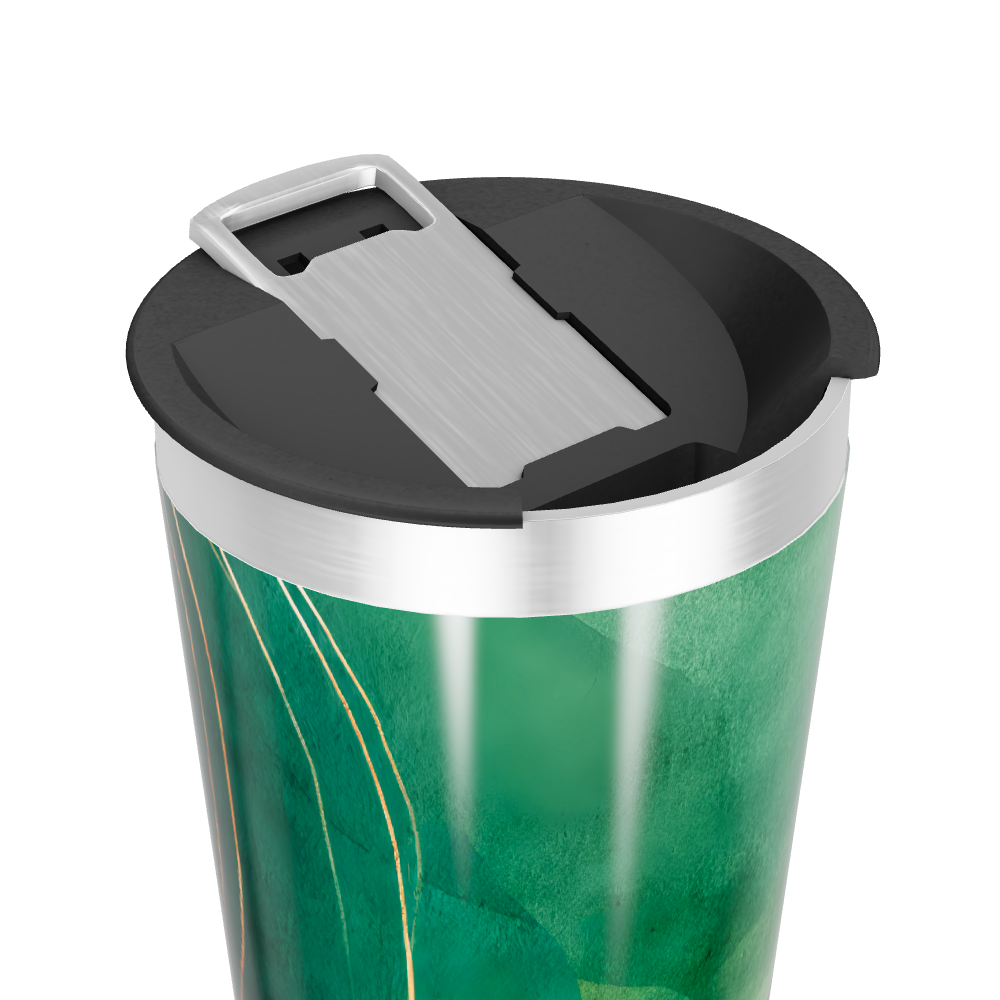 Copo Térmico - Verde com Estampa Folhas