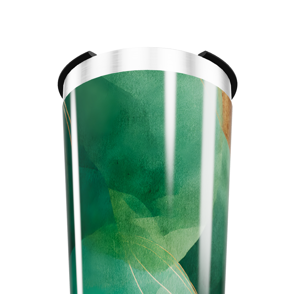 Copo Térmico - Verde com Estampa Folhas