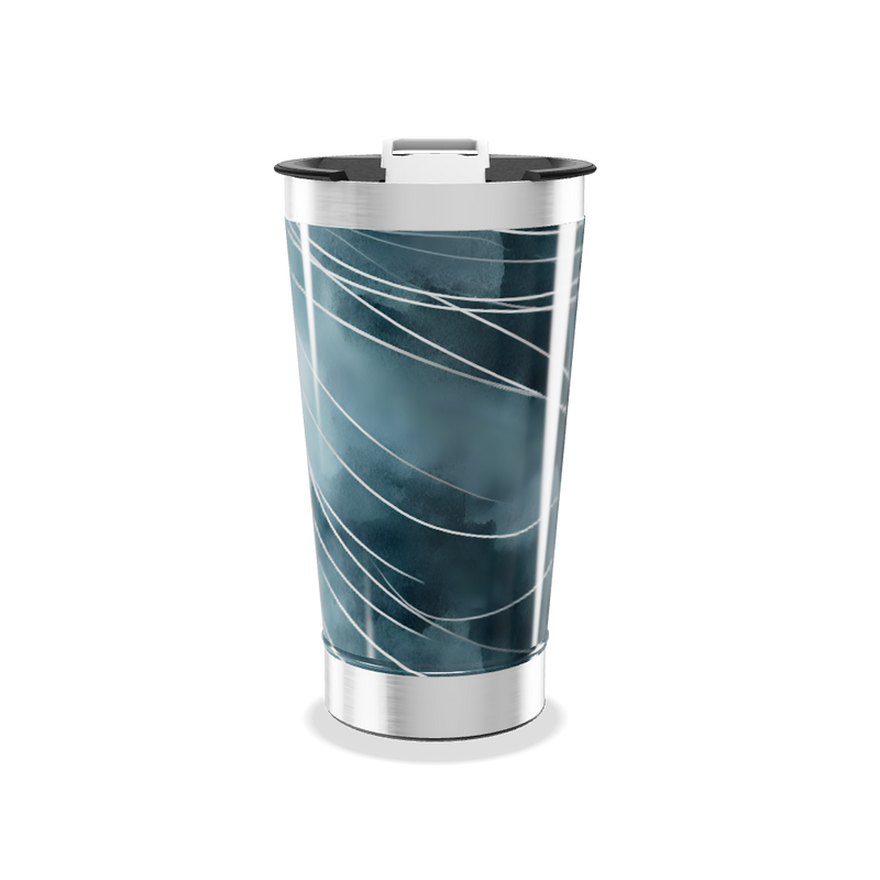 Copo Térmico - Azul com Listras Brancas