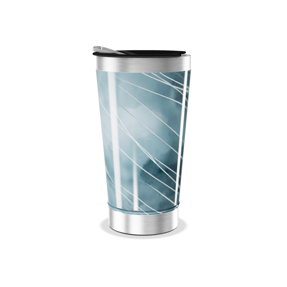 Copo Térmico - Azul com Listras Brancas