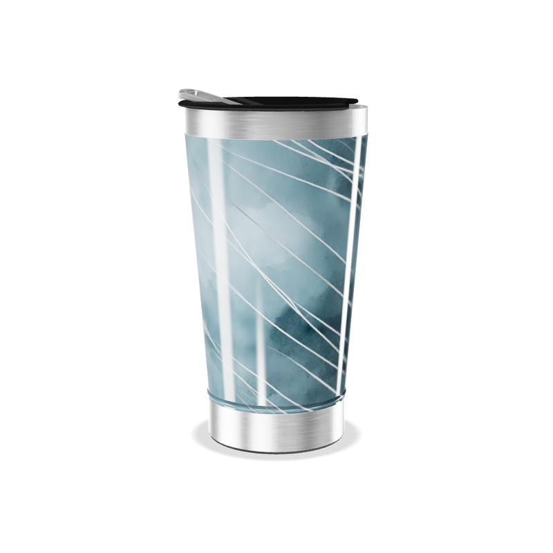 Copo Térmico - Azul com Listras Brancas