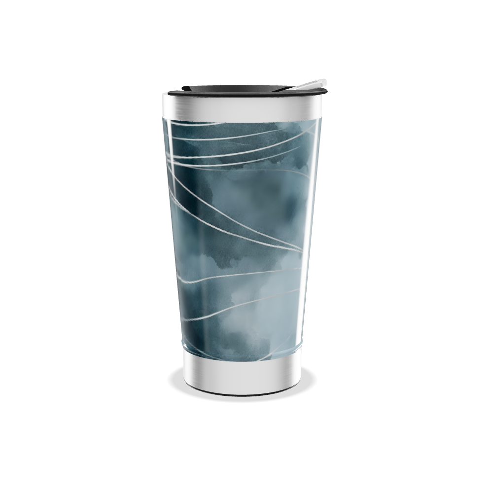 Copo Térmico - Azul com Listras Brancas