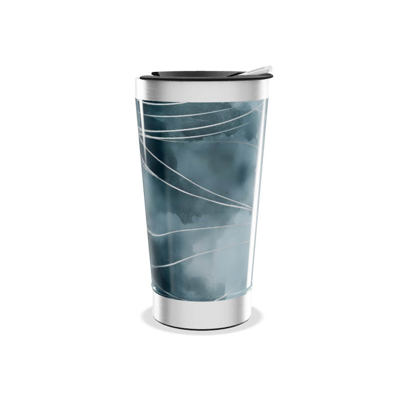 Copo Térmico - Azul com Listras Brancas