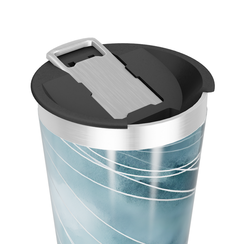 Copo Térmico - Azul com Listras Brancas