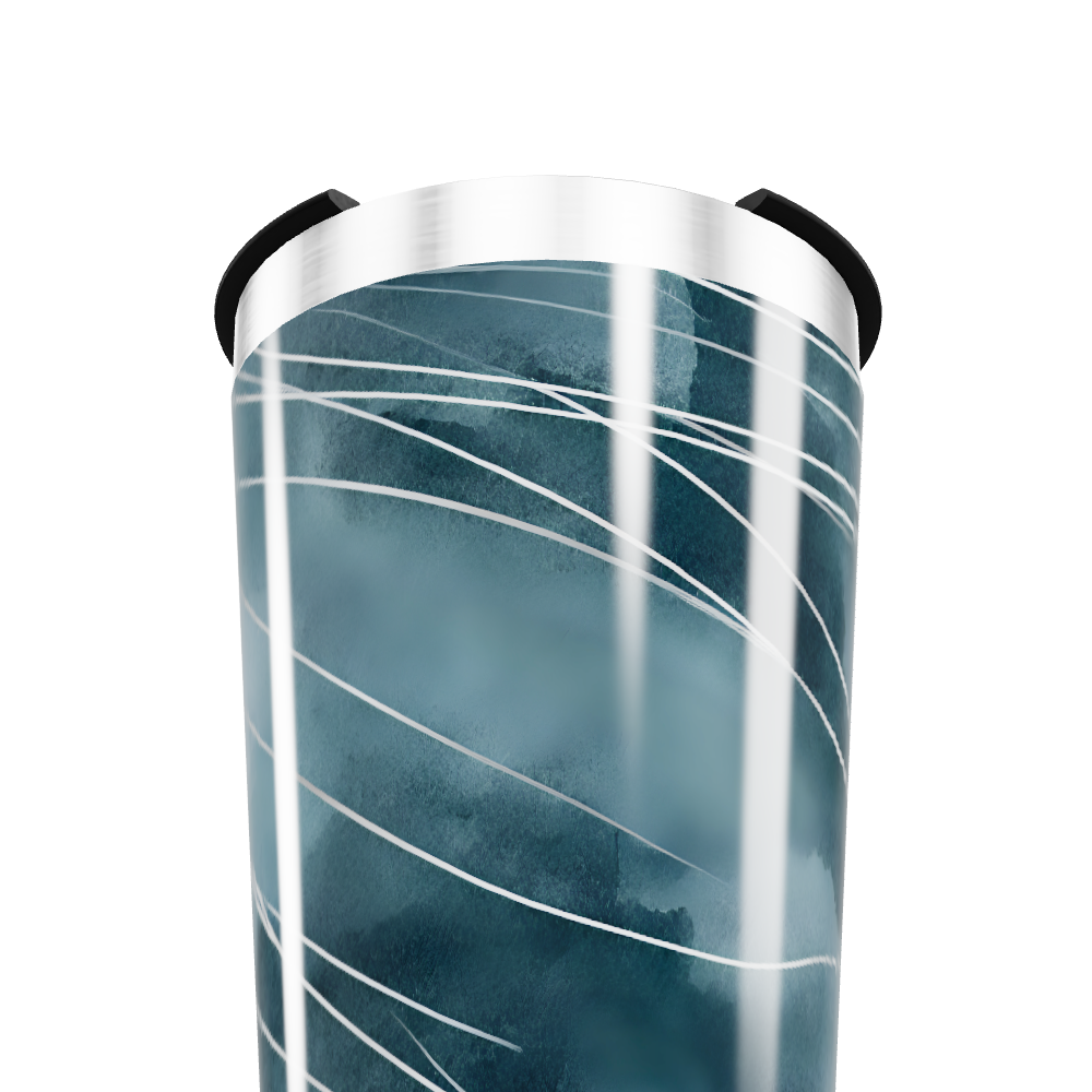 Copo Térmico - Azul com Listras Brancas