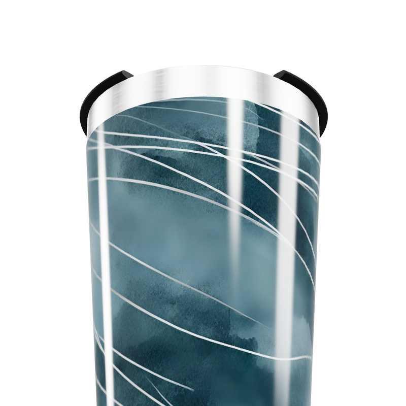 Copo Térmico - Azul com Listras Brancas