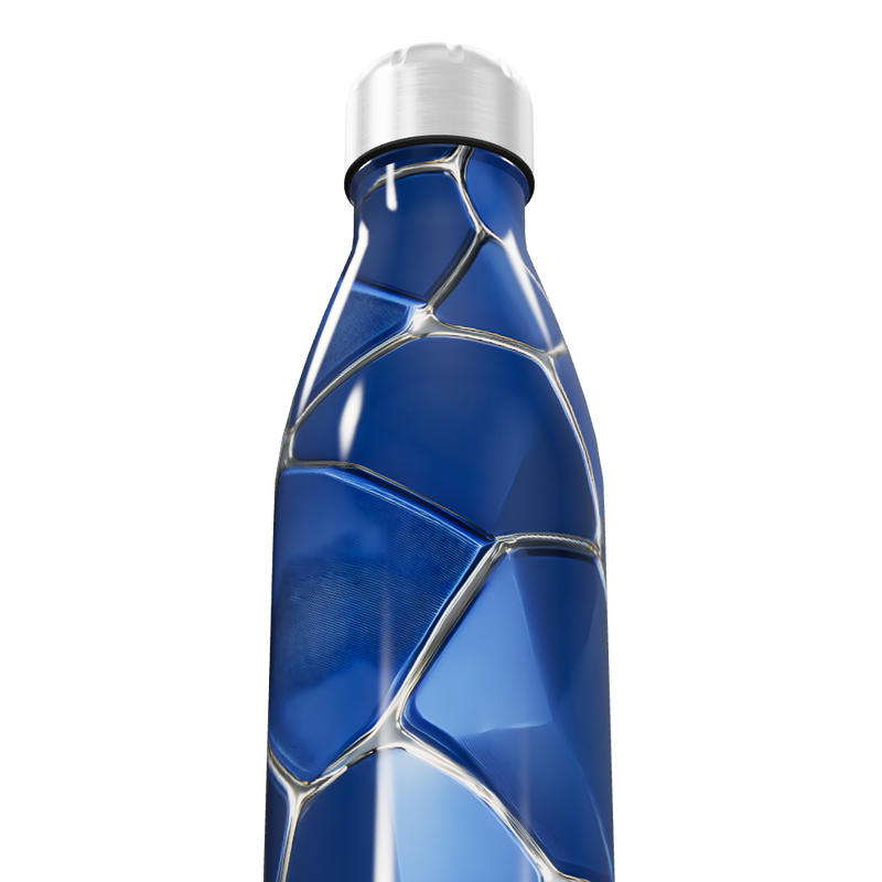 Garrafa Inox Azul - Design Geométrico