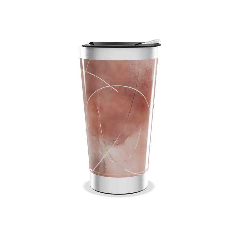 Copo Térmico - Mármore Rosa Aço Inox