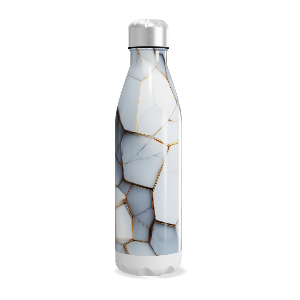 Garrafa Inox - Branco com detalhes dourados