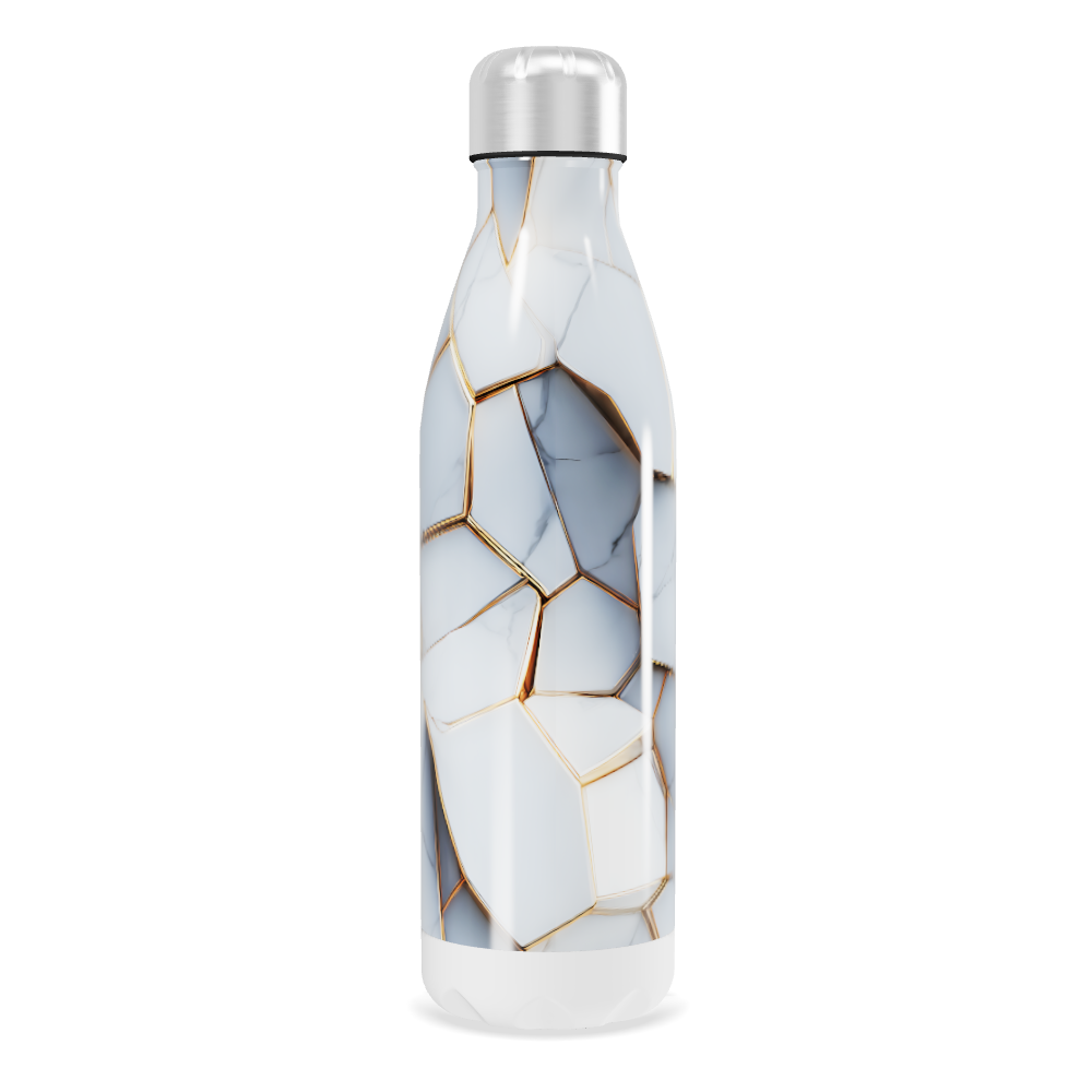 Garrafa Inox - Branco com detalhes dourados