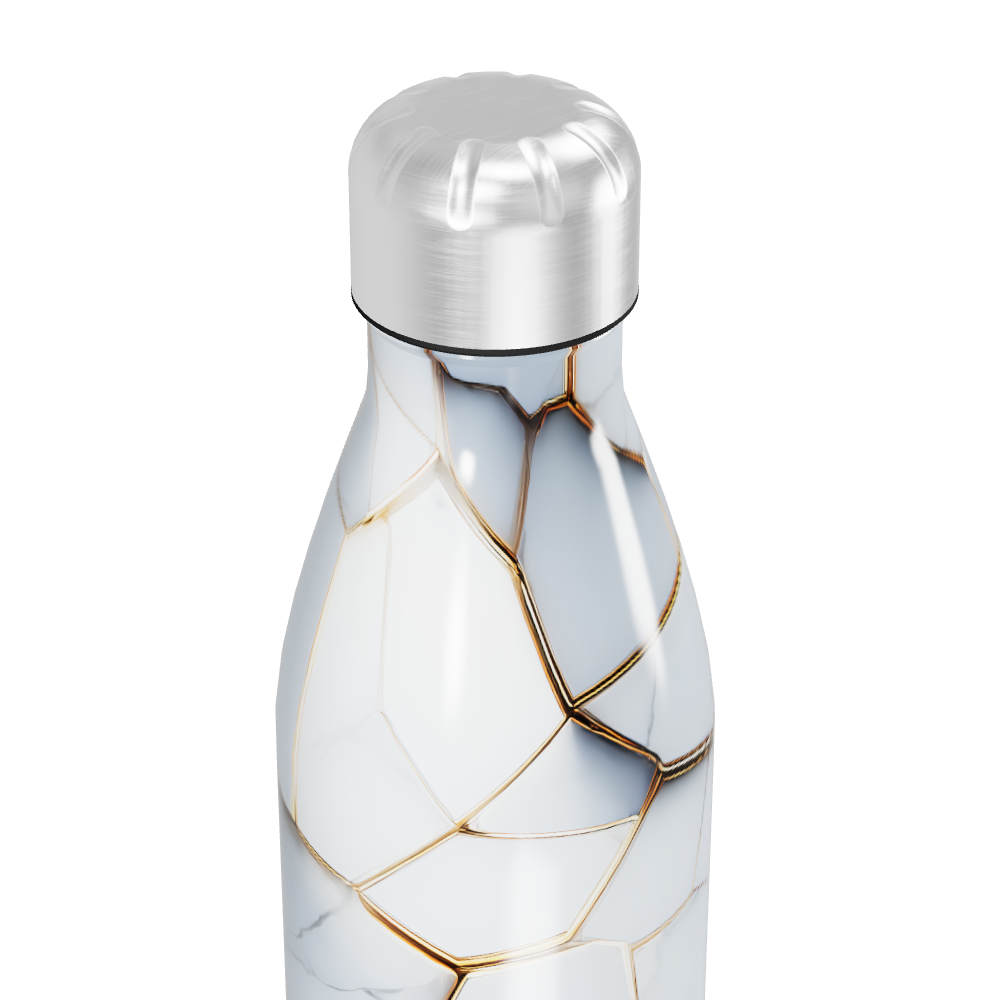 Garrafa Inox - Branco com detalhes dourados