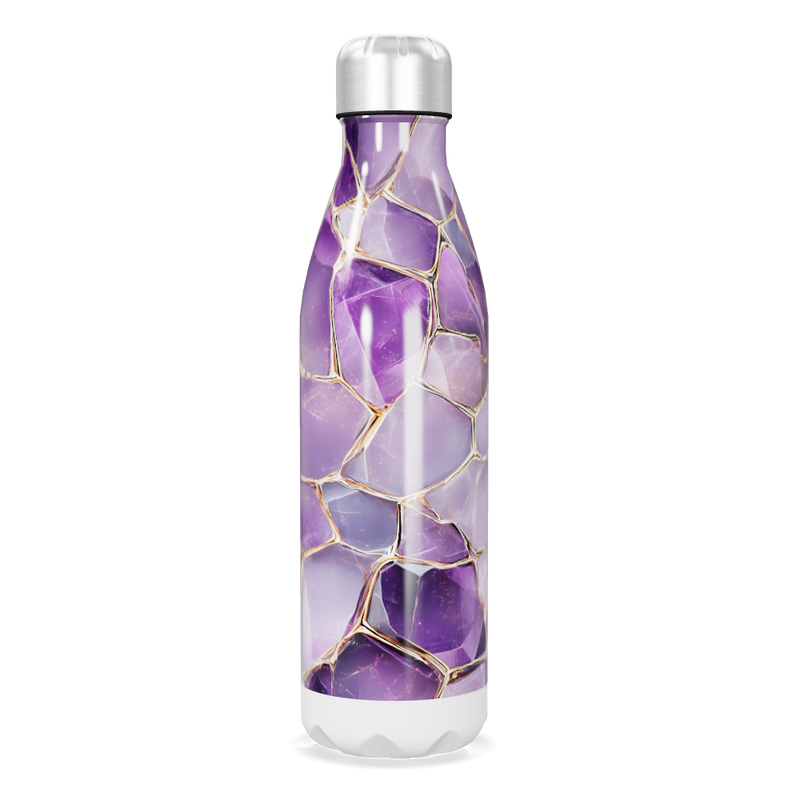 Garrafa Inox - Roxa com Estampa Geométrica