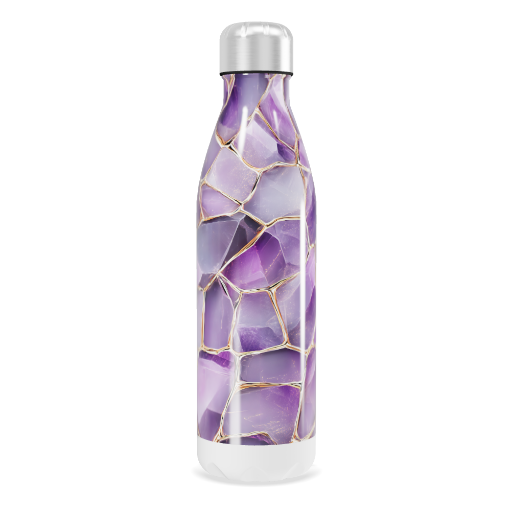Garrafa Inox - Roxa com Estampa Geométrica